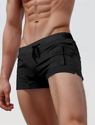 Herren Boardshorts Badeshorts Badehose Schwimmshorts Bademode Kordelzug Elastische Taille Glatt Komfort Schnelltrocknend Kurz Festtage Strand Wochenende Modisch Brautkleider schlicht Schwarz Weiß