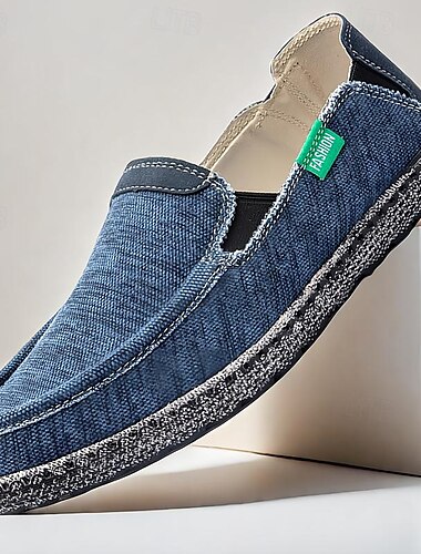  Herr Tofflor och Slip-Ons Komfort Loafers Kanvas Bekväm Halksäker Loafers Blå Kaki Grå