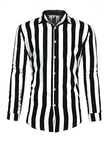  Herr Skjorta Sommarskjorta Casual skjorta Strandskjorta Knapp upp skjorta Randiga skjortor Svart Blå Grå Långärmad Rand Nedvikt Semester Hawaiisk Button-Down Kläder Polyester Mode Ledigt Bekväm