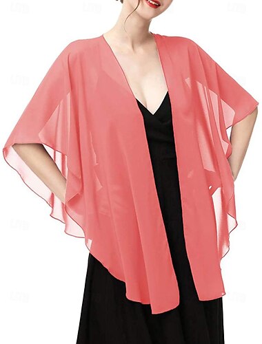 Wickeltücher für Frauen Kappe Elegant Vintage 3/4 Ärmel Chiffon Hochzeit Schals Mit Pure Farbe Für Hochzeit Frühling Sommer