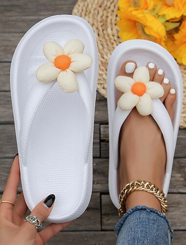  Bunte Flip-Flop-Sandalen mit Blumenmuster für Damen – süße Sommer-Strandschuhe mit weich gepolsterter Sohle für die Freizeit, den Pool und den Urlaub