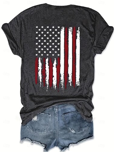  Independence Day 4 juli Amerikaanse Vlag T-Shirt Cartoon Manga Amerikaanse Vlag Harajuku Grafisch Kawaii Voor Voor Stel Voor heren Dames Volwassenen Maskerade 4 juli Heet stempelen Festival