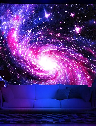  Schwarzlicht Wandteppich UV reaktiv im Dunkeln leuchtend Party Neon Weltraum Universum Natur psychedelisch trippig neblig hängender Wandteppich Wandbild für Wohnzimmer Schlafzimmer