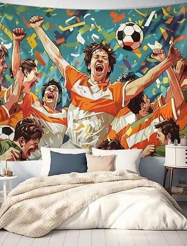  UEFA euro 2024 celebración de fútbol tapiz colgante arte de la pared tapiz grande decoración mural fotografía telón de fondo manta cortina hogar dormitorio sala de estar decoración