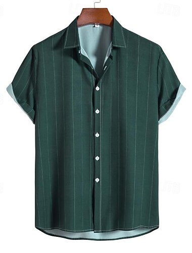  Hombre Camisa Camisa de verano Camisa casual Camisa de playa Abotonar la camisa Camisas de rayas Negro Blanco Azul Piscina Verde Trébol Gris Manga Corta Rayas Cuello Vuelto Vacaciones Hawaiano Ropa