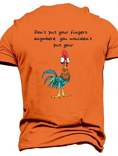  Herre Sjov Hane Graphic T-Shirt | Nyhed Ordspil 'Sæt ikke dine fingre' Slogan Kortærmet