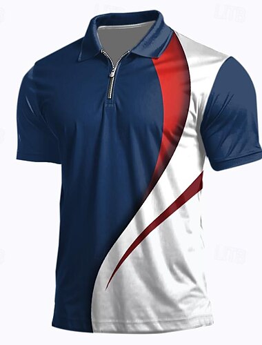  رجالي قدامى المحاربين وطنية قمصان بولو بسحاب قميص الجولف كم قصير قمصان البولو قميص بياقة كاجوال ملابس الشارع ملابس العطلة ملابس الحفلات طباعة ثلاثية الأبعاد قميص بولو بسحاب ربع للربيع والصيف