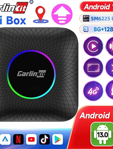  Carlinkit Android 13 Carplay Smart Tv Box Wireless Android Auto & Apple Car Play Netflix Iptv Youtube SM6225 665 8-Core 4G LTE