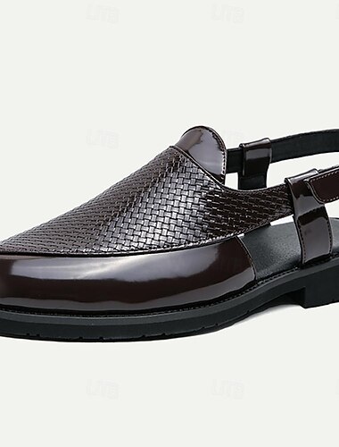  Herren Sandalen Römische Schuhe PU Leder Atmungsaktiv Komfortabel Rutschfest Schnalle Schwarz Braun