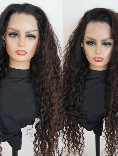 Peluca Cabello humano remy Cierre 4x13 Cabello Brasileño Rizado Múltiples colores Parte libre Mujer Densidad 130% 150% con pelo de bebe Pelo reflectante / balayage 100% Virgen Sin cola Pre-arrancado