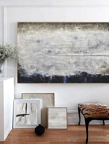  grande arte da parete minimalista pittura astratta di montagna dipinta a mano extra large paesaggio foglio di pittura arte della parete grigio oro tela pittura su tela pittura astratta per soggiorno