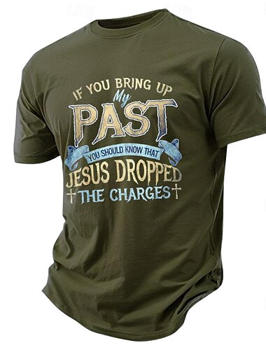  Herren Buchstabe Kreuz Jesus T Shirt T-Shirt 100% Baumwolle Kurzarm Grafik Hemd Schwarz Armeegrün Dunkelblau Bequemes T-Shirt Straße Sport im Freien Modedesigner-Kleidung