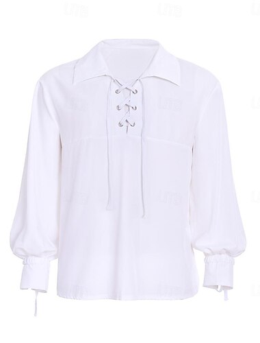  Victoriano Medieval Renacimiento Blusa / Falda Pirata Vikingo Hombre Celta Pirata Víspera de Todos los Santos Carnaval Mascarada Rendimiento LARP Feria Ren Adulto Camisas