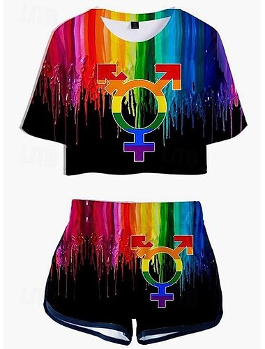  LGBT LGBTQ bandera arcoiris Accesorios T-Shirt Bermudas Arco iris Gráfico Para Mujer Adulto Carnaval Mascarada Impresión 3D Desfile del orgullo Mes del Orgullo