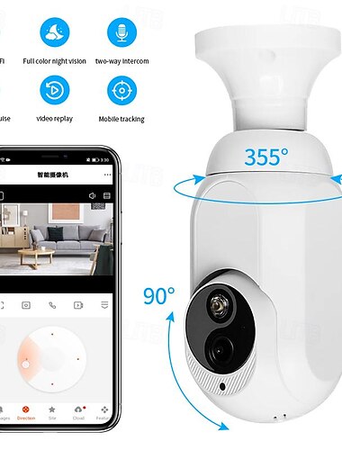  Mouvement de vision nocturne de caméra de sécurité sans fil HD 360 & alertes audio surveillance intérieure à suivi automatique 1080p contrôlée par application audio bidirectionnelle