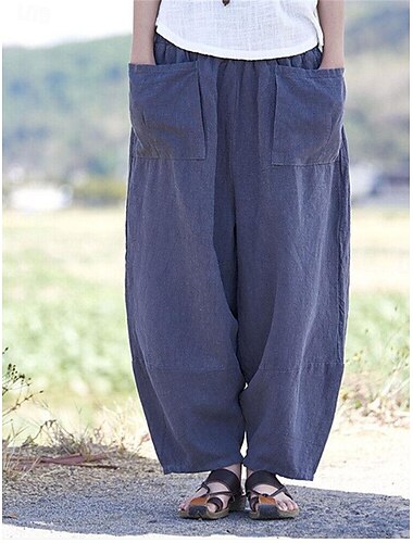  Damen Breites Bein Hosen Hose Strassenmode Brautkleider schlicht Lang Hoher Taillenbund Glatt Tasche Elastisches Kordelzugdesign Hoher Schnitt Atmungsaktivität Weich Mikro-elastisch Urlaub Strasse