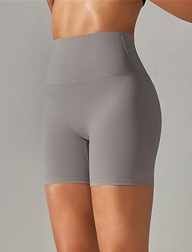  Damen Fitnessshorts Yogashorts Trainingsshorts Hohe Taille Yoga Fitnesstraining Pilates Shorts Schwarz Weiß Dunkelgrau Sport Sportkleidung Dehnbar Schlank