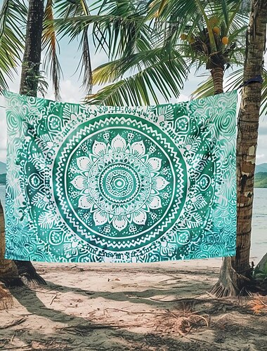  Mandala Boho blau grün Wandteppich Wanddekoration großer Wandteppich Wanddeko Fotografie Kulisse Decke Vorhang Home Schlafzimmer Wohnzimmer Dekoration