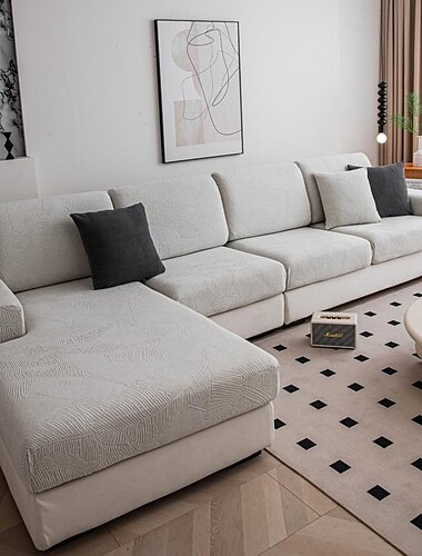  Funda de sofá de terciopelo impermeable, funda de cojín de sofá antiarañazos de gato, jacquard de color sólido