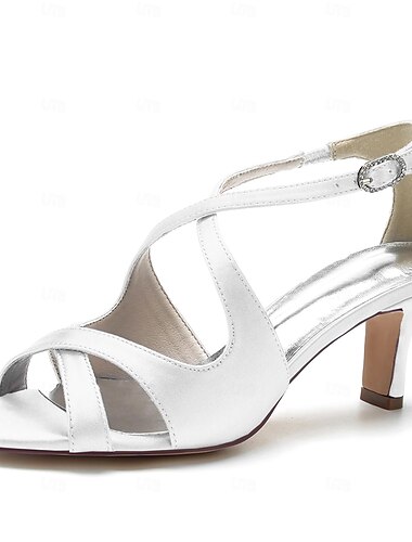  Damen Hochzeit Schuhe Abendschuhe Hochzeit Party Täglich Hochzeitssandalen Brautschuhe Brautjungfernschuhe Funkelnder Glitzer Blockabsatz Offene Spitze Elegant Modisch Satin Kreuzgurt Wein Schwarz