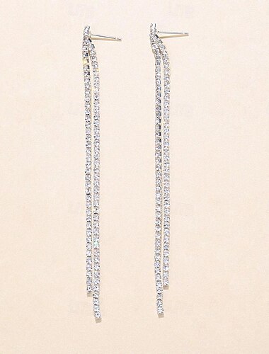  Mujer Pendientes cortos Cadena de enlace Precioso Importante Sencillo Diamante Sintético Aretes Joyas Plata / Dorado Para Boda Fiesta 1 Par