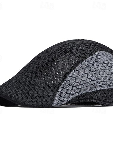  Homens Boina Chapéu Ascot chapéu de jornaleiro Preto Branco Poliéster Patchwork Moda Casual Rua Diário Bloco de cor Ajustável Filtro Solar Respirável