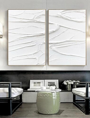  håndmalet klapkniv hvid oliemaleri håndlavet tekstureret kunstværk maleri lærredskunst hvid abstrakt kunstscene maleri moderne maleri til stue vægindretning