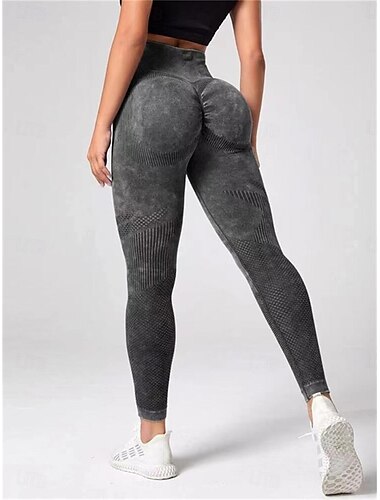  Pantalon de yoga Leggings de yoga Femmes Yoga Entraînement en salle Pilates Collants Taille haute Graphique Des sports Tenues de Sport Élastique Mince Noir Vert Véronèse