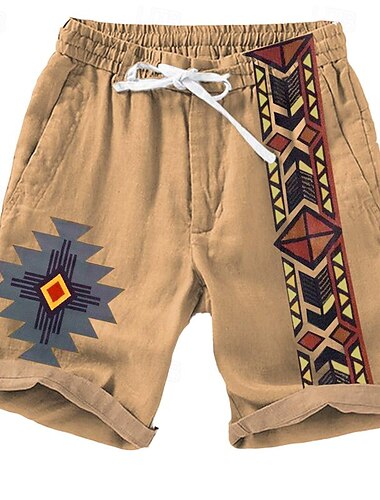  Homens Calção Shorts de verão Shorts de praia Com Cordão Cintura elástica Impressão 3D Gráfico Respirável Macio Curto Casual Diário Feriado Designer Estilo Étnico Marron Escuro Azul Micro-Elástica