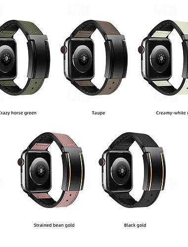  רצועת עור מותאם ל רצועת השעון של Apple Watch 38 מ"מ 40 מ"מ 41 מ"מ 42 מ"מ 44 מ"מ 45 מ"מ 49 מ"מ מחוספס שני גוונים פאר עור אמיתי רצועת שעון חלופית ל iwatch Ultra 2 Series 9 8 7 SE 6 5 4 3 2 1