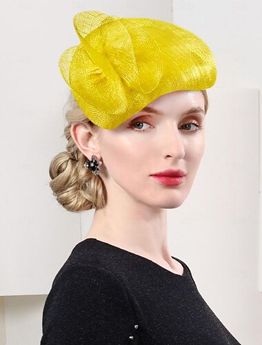  Hüte Sinamay Bowler / Cloche Hut Untertassen-Hut Pillbox-Hut Abendgesellschaft Cocktail Hochzeit Britisch Mit Pure Farbe Spitzenseite Kopfschmuck Kopfbedeckung