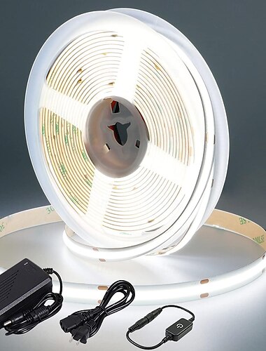  10m LED-Lichtstreifen COB-Sets 3200 LEDs, COB 8mm Warmweiß Kaltweiß Netual White LED-Lichtstreifen Urlaub verknüpfbar selbstklebend mit Netzteil-Set 110V 220-240V 24 V
