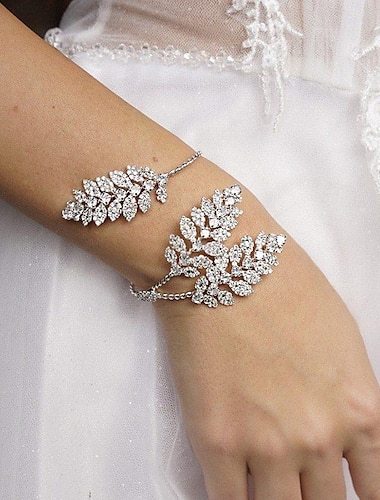  Bracelet de tennis Femme Classique Forme de Feuille Précieux Mode Luxe Bracelet Bijoux Argent Dorée Forme de Cercle pour Mariage Cadeau Fiançailles