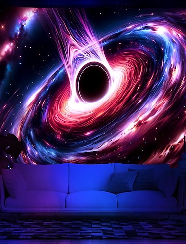 arazzo a luce nera reattivo ai raggi UV fosforescente festa al neon spazio universo natura psichedelico psichedelico nebbioso arazzo appeso arte murale per soggiorno camera da letto
