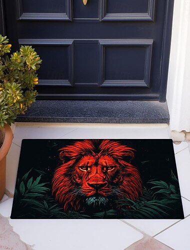  Lion Head Doormat Kitchen Mat Floor Mat Non-Slip Area Rug Oil Proof Rug Indoor Outdoor Mat Bedroom Decor Bathroom Mat Entrance Rug