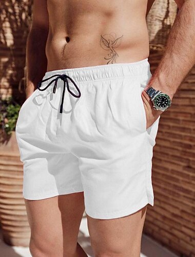  Herren Boardshorts Badeshorts Badehose Schwimmshorts Bademode Shorts Kurze Hosen Kordelzug Elastische Taille Glatt Komfort Schnelltrocknend Kurz Festtage Strand Wochenende Modisch Brautkleider