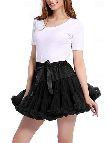  Enagua de gasa con cintura elástica para mujer, tutú hinchado, falda de tul, pettiskirts de baile de ballet de princesa, enagua