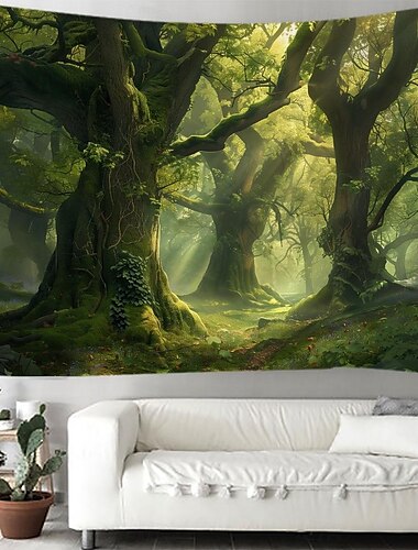  المناظر الطبيعية الغابات الطبيعة شنقا نسيج جدار الفن نسيج كبير جدارية ديكور صورة خلفية ستارة بطانية غرفة نوم المنزل غرفة المعيشة الديكور