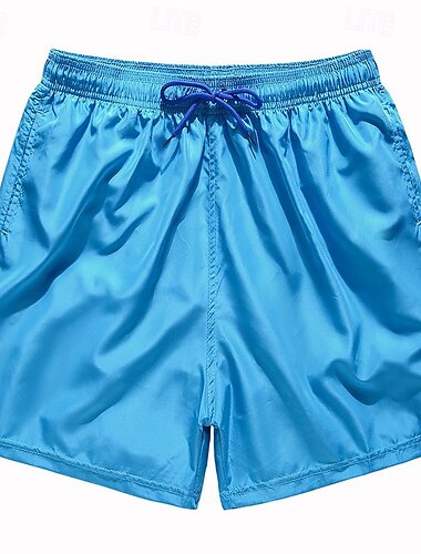  Herr Badshorts Boardshorts Beach Shorts Snörning Elastisk midja Ensfärgat Komfort Snabb tork Kort Utomhussport Dagligen Mode Ledigt Svart Marinblå Microelastisk