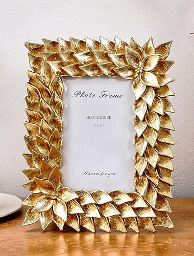  1 szt. europejska retro-stylowa złota ramka na zdjęcia z koronką orchidei, materiał z żywicy w stylu antycznym, ramka dekoracyjna na zdjęcia, możliwość ustawienia poziomo lub pionowo, nadaje się do