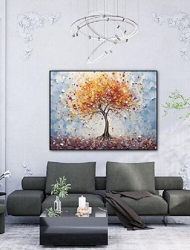  färgglad blommande trädmålning 100% handmålad texturerad blomma trädmålning akryl abstrakt träd oljemålning väggdekoration målning för vardagsrum kontor väggkonstmålning