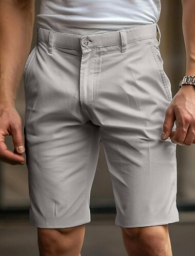  Herren Shorts Kurze Hosen Chino Bermuda Shorts Bermudas Tasche Glatt Komfort Atmungsaktiv Knielänge Outdoor Täglich Ausgehen Modisch Strassenmode Schwarz Weiß Mikro-elastisch