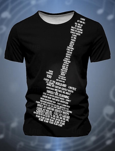  Festival de musique Homme Instrument de musique T-shirt Manche Courte T-shirt Impression 3D Col ras du cou Chemise Mode Exagéré Designer Soirée Rue Sport en Plein Air Noir Été Printemps Vêtement Tenue