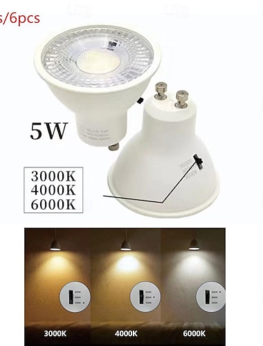  6/10 шт. светодиодные лампы gu10 с регулируемой яркостью, светодиодный точечный светильник, энергосберегающие лампы 38 градусов, 220 ~ 240 В, внутреннее освещение