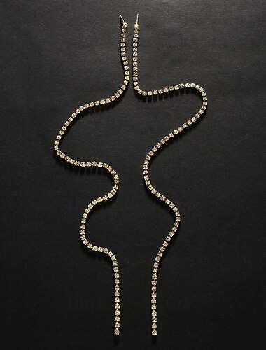  Mujer Pendients de aro Hebra Única Precioso Elegante Sencillo Diamante Sintético Aretes Joyas Plata / Dorado Para Boda Fiesta 1 Par
