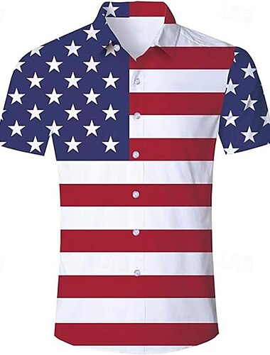  Tag der Unabhängigkeit 4. Juli USA Flagge Manga Hawaii-Hemden Zurück zur Schule 3D USA Flagge Harajuku Grafik Kawaii Für Herren Erwachsene Maskerade 4. Juli Zurück zur Schule 3D-Druck Festival