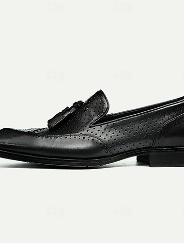  Herren-Loafer aus hochwertigem Rindsleder mit Quasten – perforierte Vintage-Abendschuhe für formelle Anlässe
