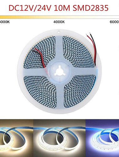  10m Guirlandes Lumineuses 1200 LED 2835 SMD 8 mm 1 jeu Blanc Chaud Blanc Netual Blanc Bandes lumineuses LED Intérieur Soirée Auto-Adhésives 12 V 24 V