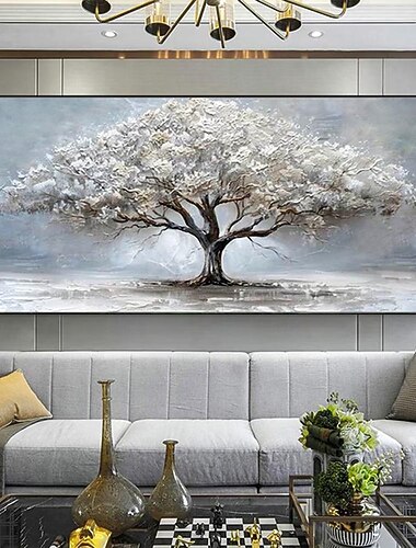  ミンチュラ ハンドメイド 抽象画 木の風景 キャンバス 油絵 壁アート 装飾 モダン 絵画 ロール フレームなし 未伸張 絵画