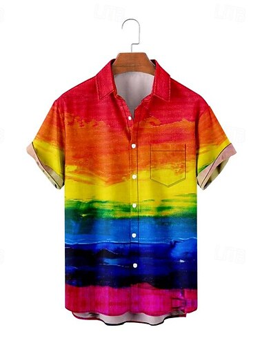  LGBT LGBTQ Regenbogenfahne Bluse / Hemd Regenbogen Grafik Für Herren Erwachsene Maskerade 3D-Druck Pride Parade Pride-Monat